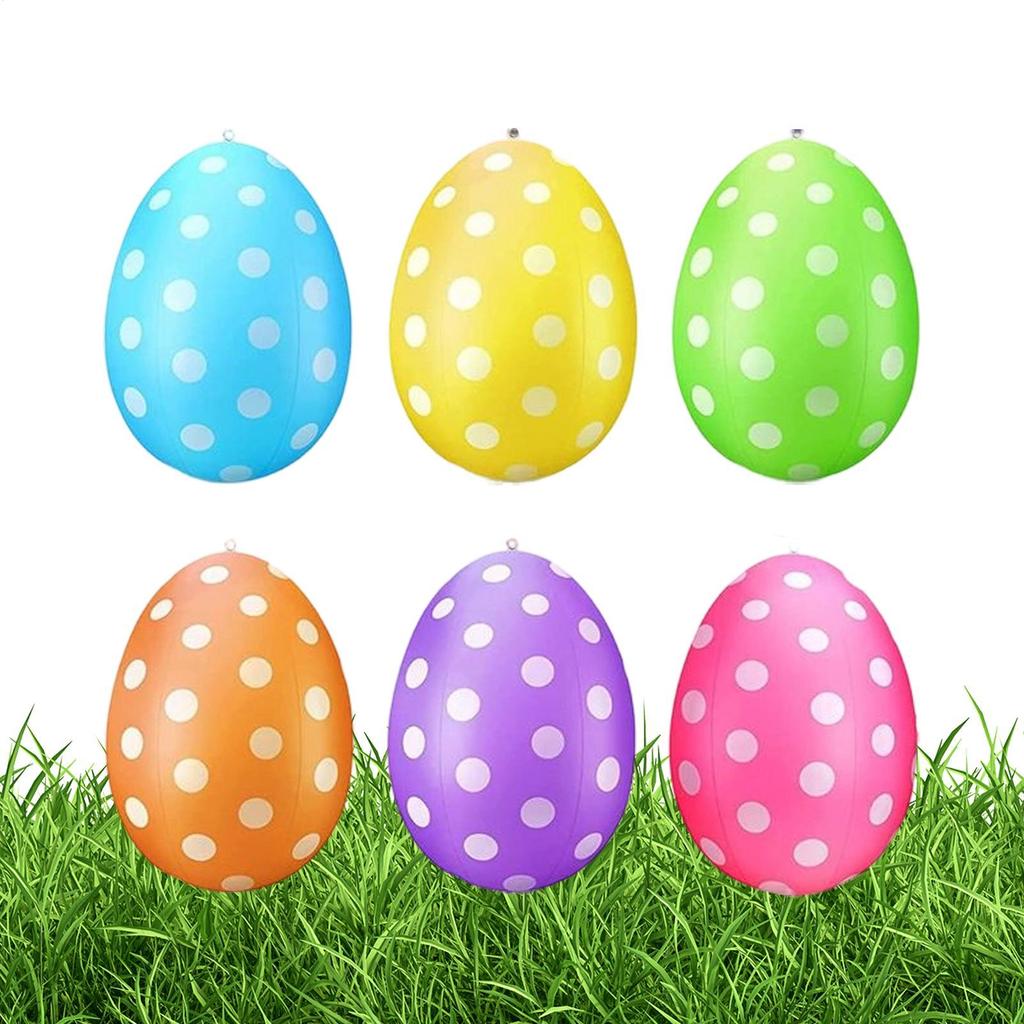 6 Pieces Easter Eggs PVC Inflatable Easter Eggs Holiday Garden Decorations For Lawn Front Yard Porch Patio Backyard