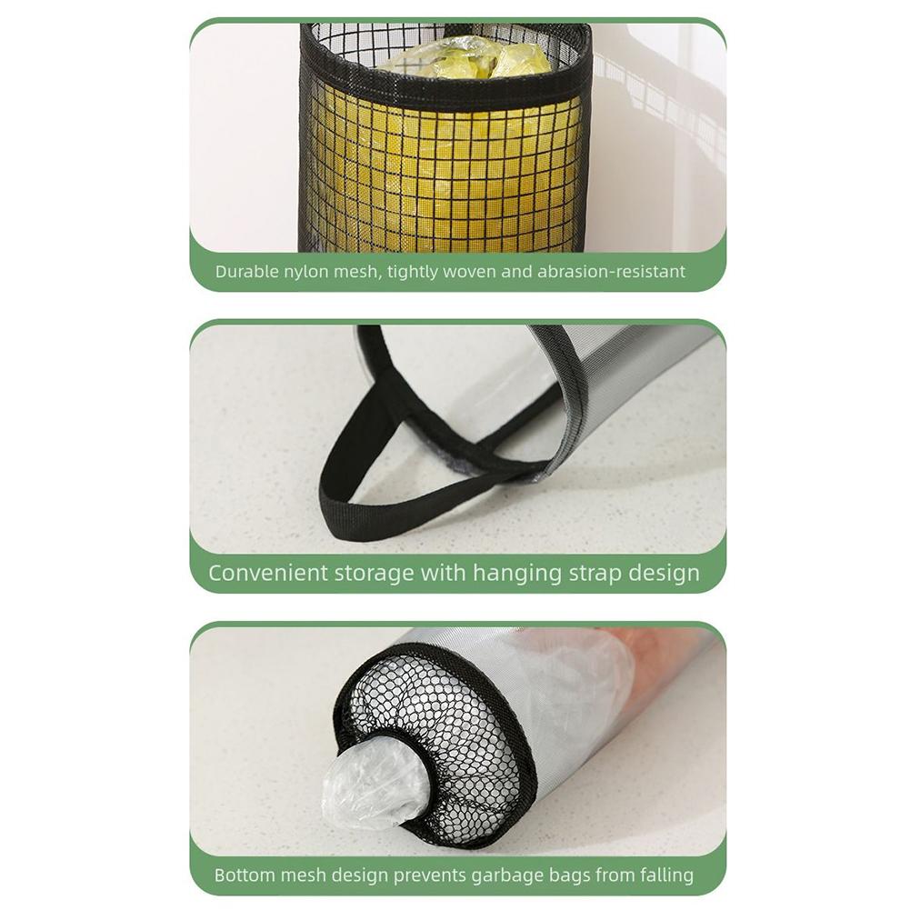 For Kitchen Garbage Bag Dispenser Mesh Storage Container Wall Mounted for Bathroom and Utility Room Organization