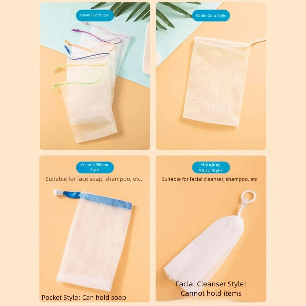 50Pcs Hangable Bath Foaming Mesh Bags with Drawstring Shower Gel Saver Pouch  for Facial Cleanser