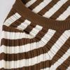 European & American Retro U-Neck Color Block Stripe Knit Sweater - Women's Casual Long Sleeve Top