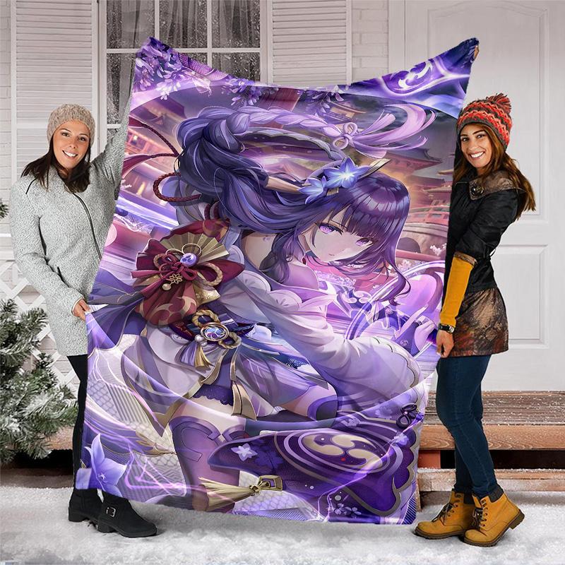 1pc Genshin Impact Beelzebul2 Theme Blanket - Digital Print, Polyester, Cozy for All Seasons, Perfect for Outdoor, Camping, and Travel
