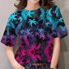 Fashionable Casual Comfortable Coconut Tree Pattern Women's Short Sleeved T-shirt