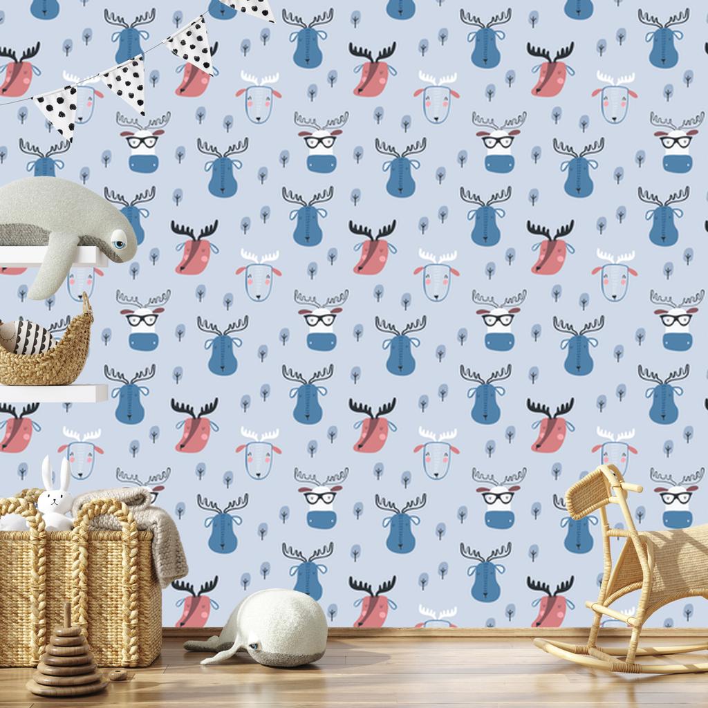 Forest Animals Wallpaper in Scandinavian Style for Living Room and Bedroom 50x1000