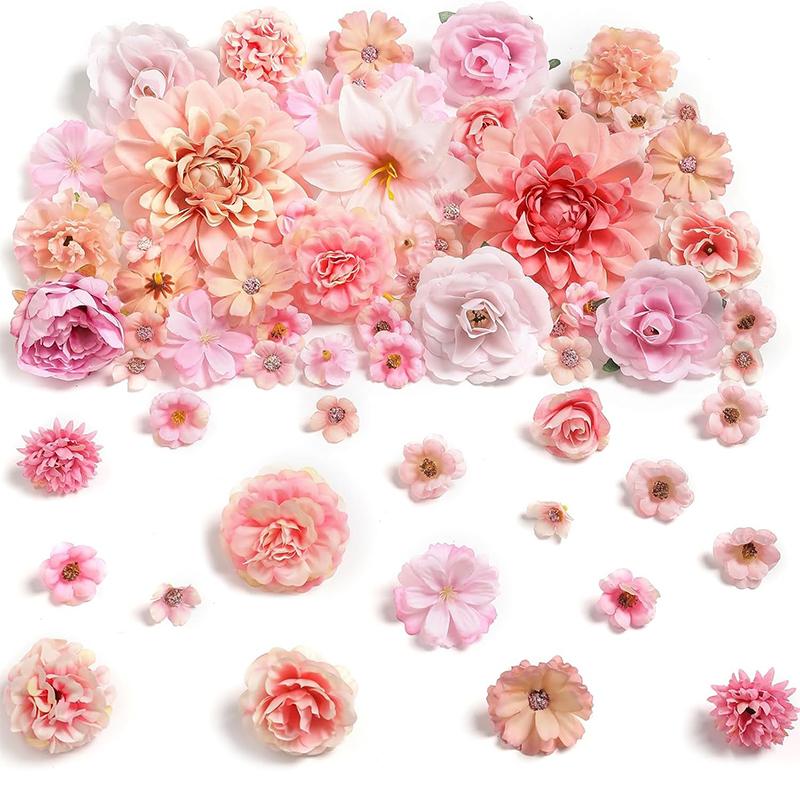 

25Pcs 4cm Artificial Flower Blue Artificial Dahlia Rose Flower for Wedding Bridal Party Baby Shower Graduation Season Home Decor розовый