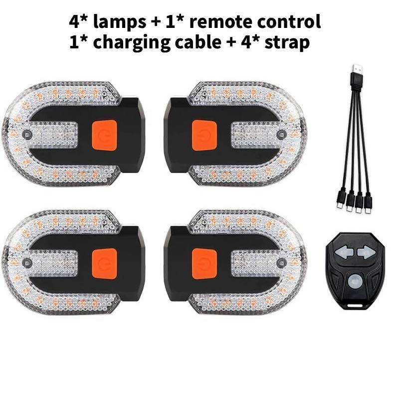 Bicycle Tail Light Wireless Remote Turn Signal With Charging For Night Cycling
