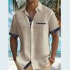 Summer New Men's Aloha Shirt Casual Fashion Street High Quality Short Sleeve Beach Holiday Party Men's Pocket Solid Shirt