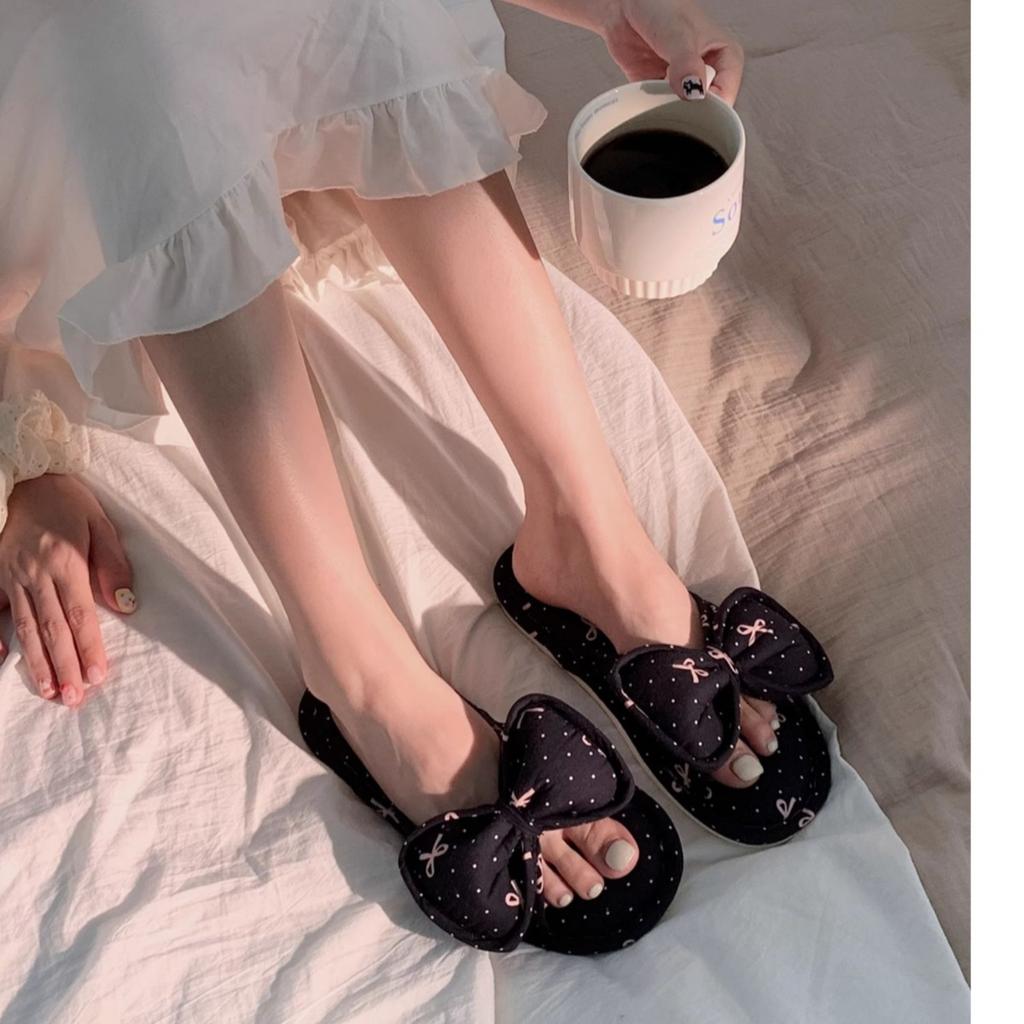 Ladies, Bows, Linen Slippers, Indoor Slippers, Casual Slippers, Comfortable, Cotton and Linen, Floor Shoes