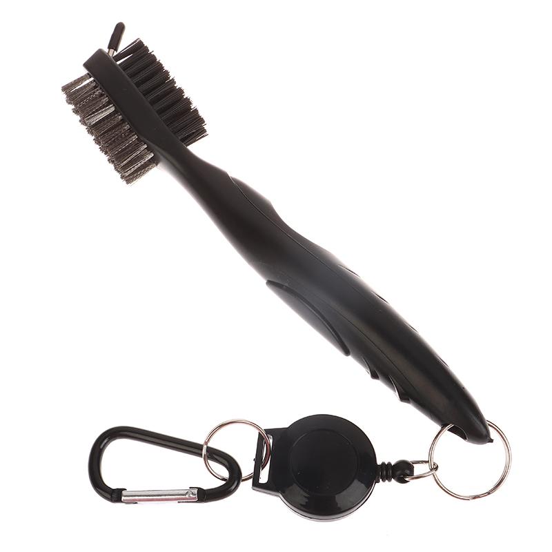 

Щетка для очистки канавок для гольф-клубов, 2 фута, выдвижной алюминиевый карабин, легкий, стильный, легко крепится к сумке для гольфа чёрный