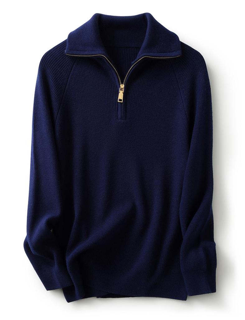 Women's Thickened Wool Zipper Pullover: Autumn & Winter Loose Stitch Base Layer Top