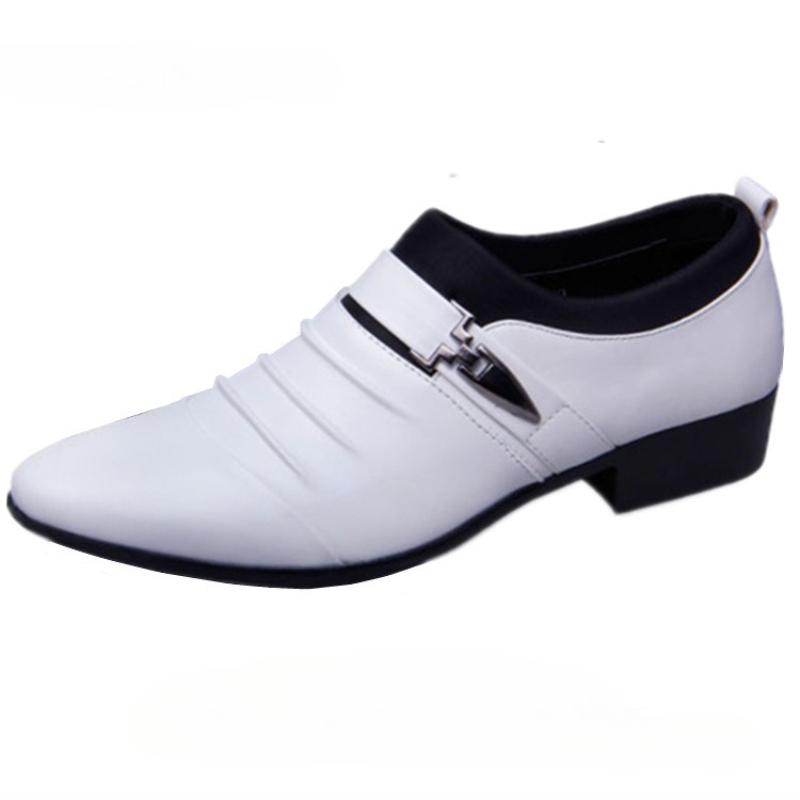 New Men Dress Leather Shoes Wedge Platform Slip on Casual Loafers British Style Business Social Formal Oxfords Zapatos De Vestir