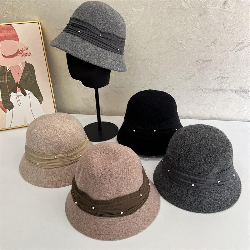 New Retro Korean Hat Women's Versatile Wool Blend 2024 Autumn/Winter Fisherman Hat Women's British Hat