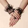 Elegant Short Lace Gloves with Bow, Fingerless Gloves for Wedding, Party & Cosplay