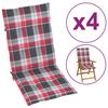 Day and Night - Day and Night High Back Garden Chair Cushion 4 Units Red Plaid 120x50x3 Cm