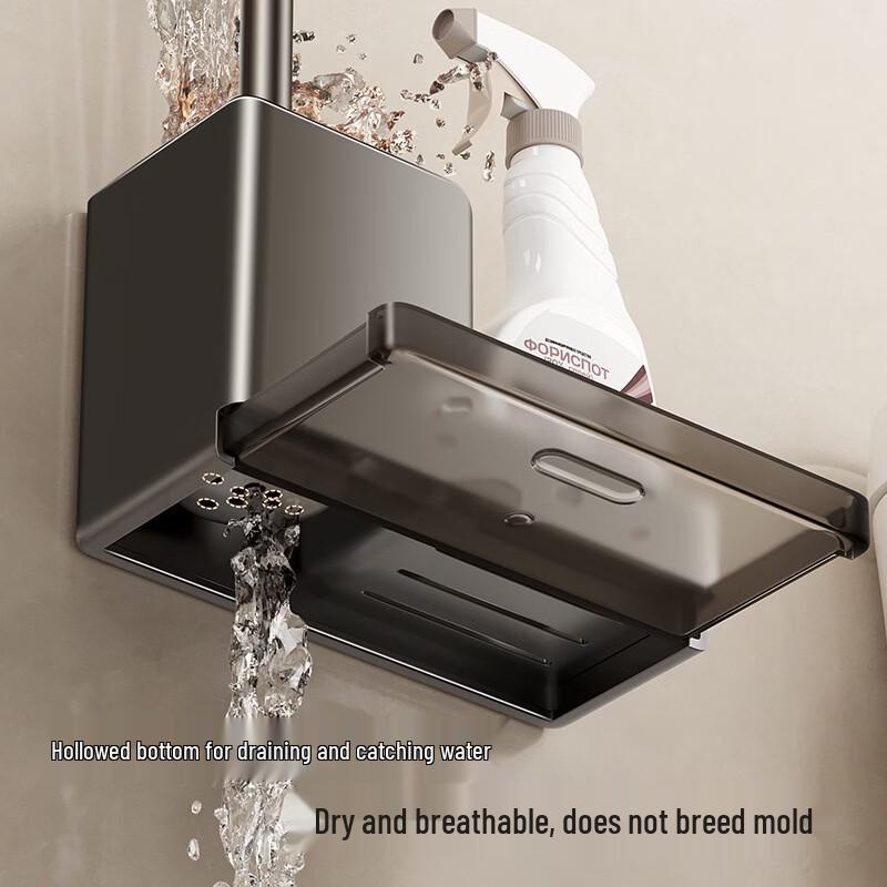 Wall-Mounted Toilet Brush with Storage Rack