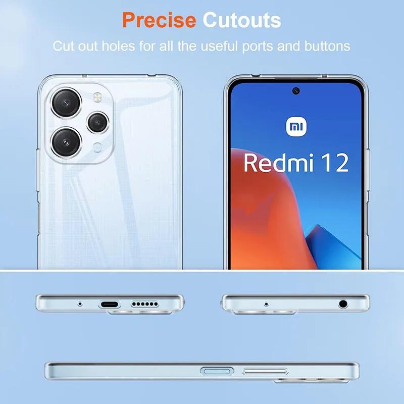 Křišťálový silikonový měkký kryt Pro Xiaomi Redmi Note 12 12S Pro Plus Pro+ Speed 4G Průhledný čirý kryt Pro Redmi 13C 12C 12 5G