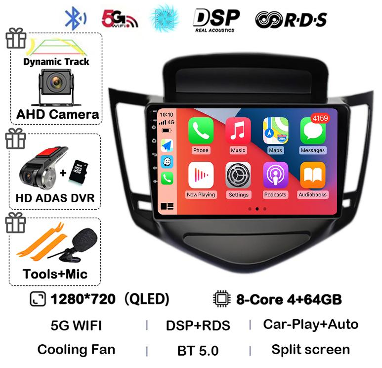 Android 14 Carplay Auto For Chevrolet Cruze 2008 2009 2010 2011 2012 4G+WIFI DSP Car Radio Multimedia Video Player GPS Head Unit