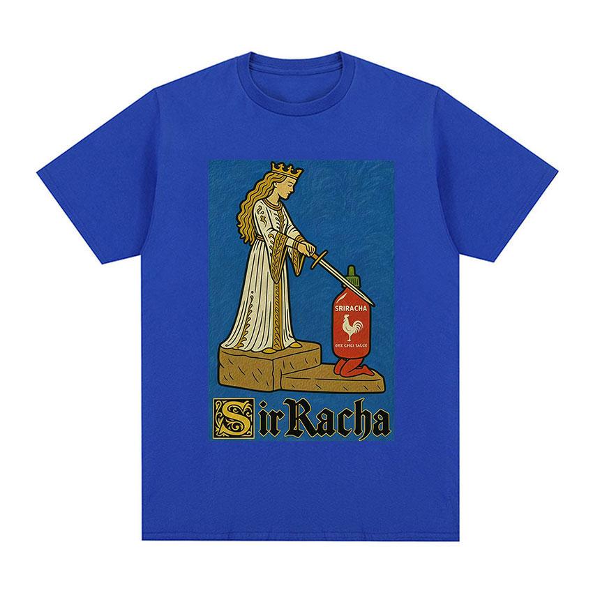 Sir Racha Mittelalter Könige Ära Lustiges Meme Scharfe Soße Grafik T-Shirt Unisex Damen Humor Stil T-Shirt Mode Übergroßes Baumwoll-T-Shirt