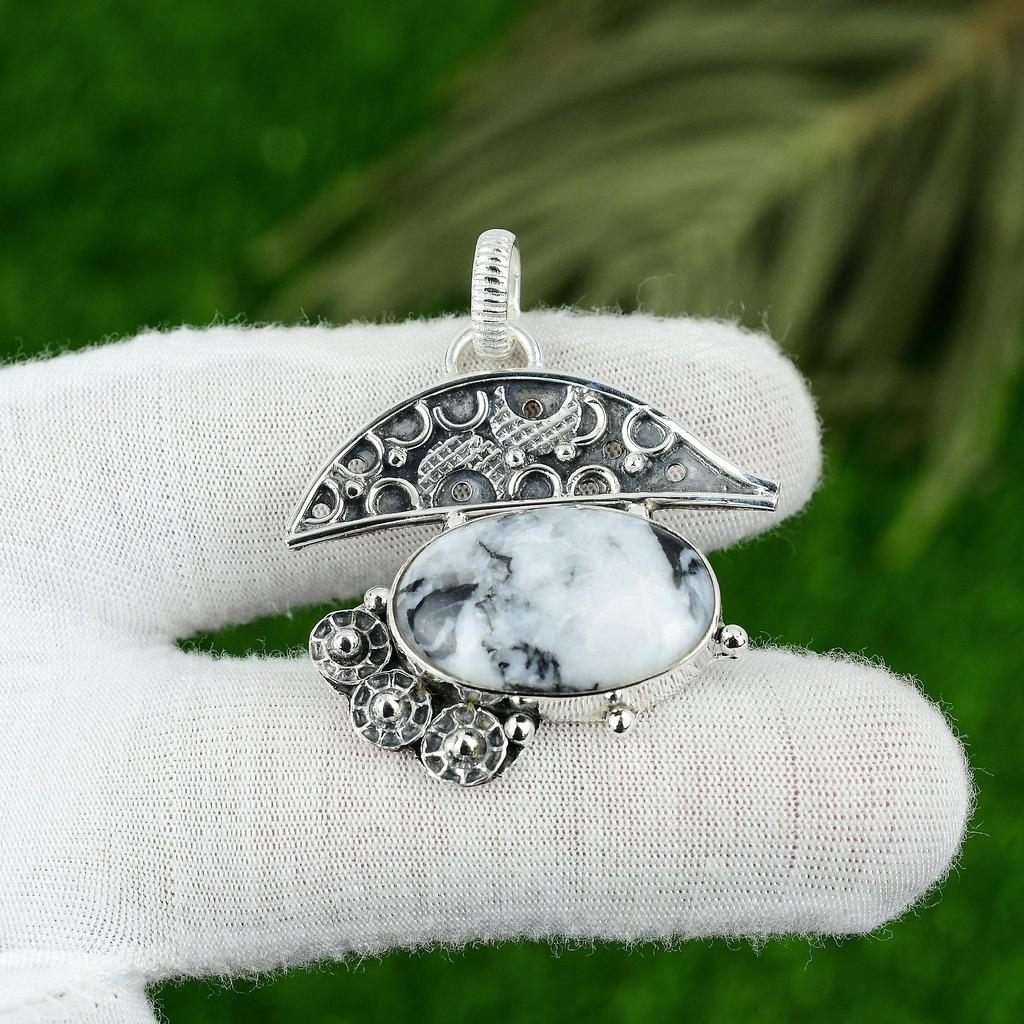 Natürlicher Zebrajaspis Edelstein Anhänger 925 Sterlingsilber Schmuck für Mädchen