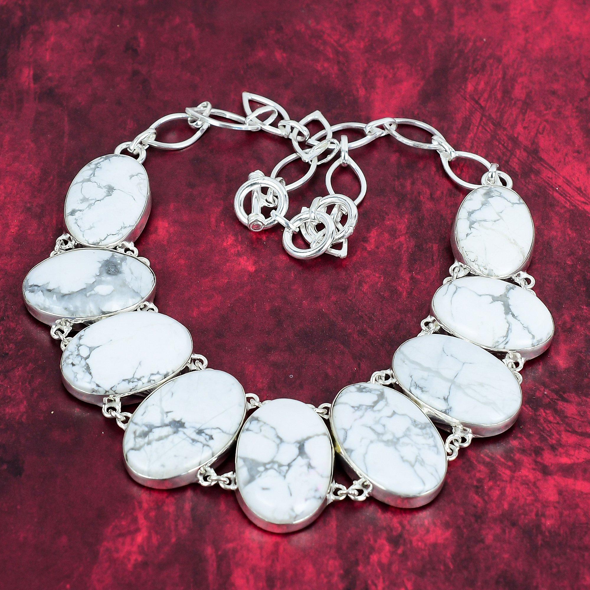 

Красивое ожерелье из говлита, регулируемое ожерелье-цепочка из стерлингового серебра 925 пробы, ювелирные изделия ручной работы из драгоценных камней Adjustable with 18 inches белый