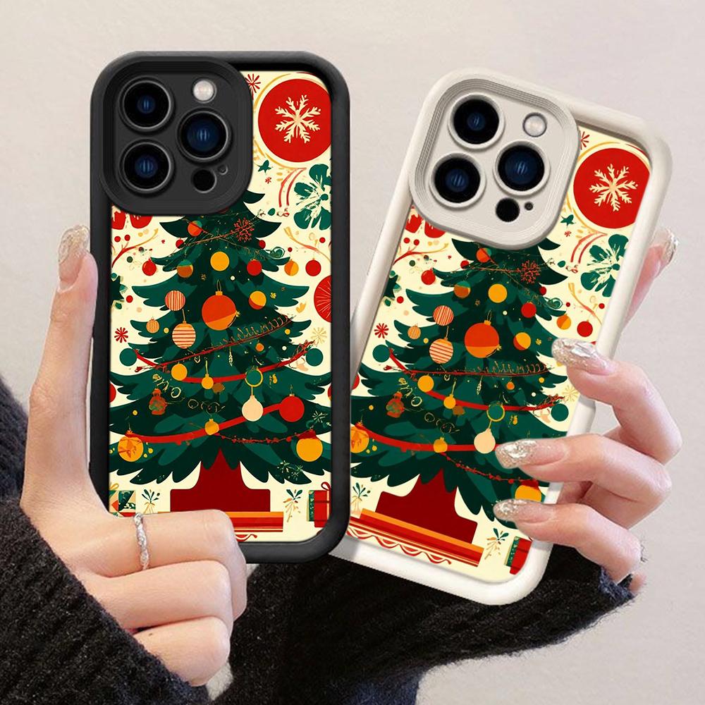 JT293 illustration vintage christmas tree gifts for iPhone 17 16 15 14 13 Pro Max Samsung S26 S25 Ultra A17 A16 A07 A56 Xiaomi 15T Redmi 15c Soft Case