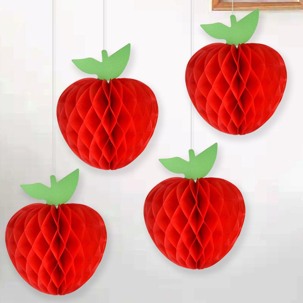 Schulsaison Partydekoration Roter Apfel Wabenball Anhänger Zurück zur Schule Dekoration Wabenornament