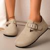 Plus Size Flat Single Shoes Autumn New Round Toe Suede Metal Buckle Soft Sole Anti-slip Wear-resistant Low Top Shoes