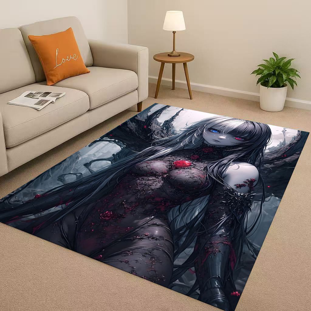 2026 New Gothic Dark Sexy Girls Cartoon Anime Characters Living Room Non-Slip Area Rug Carpet for Bedroom Playroom Sofa,Doormat