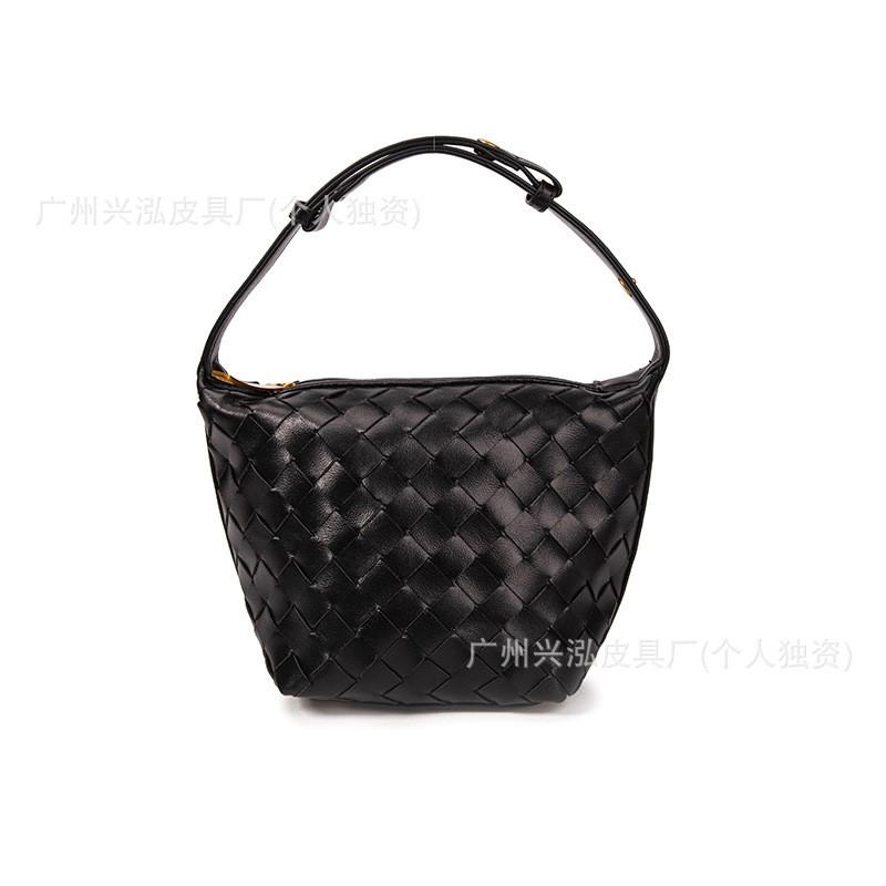 Woven Shoulder Bag Women Stylish Minimalist Crossbody PU Leather Small Square Tote With Zip Daily Use Handbag In