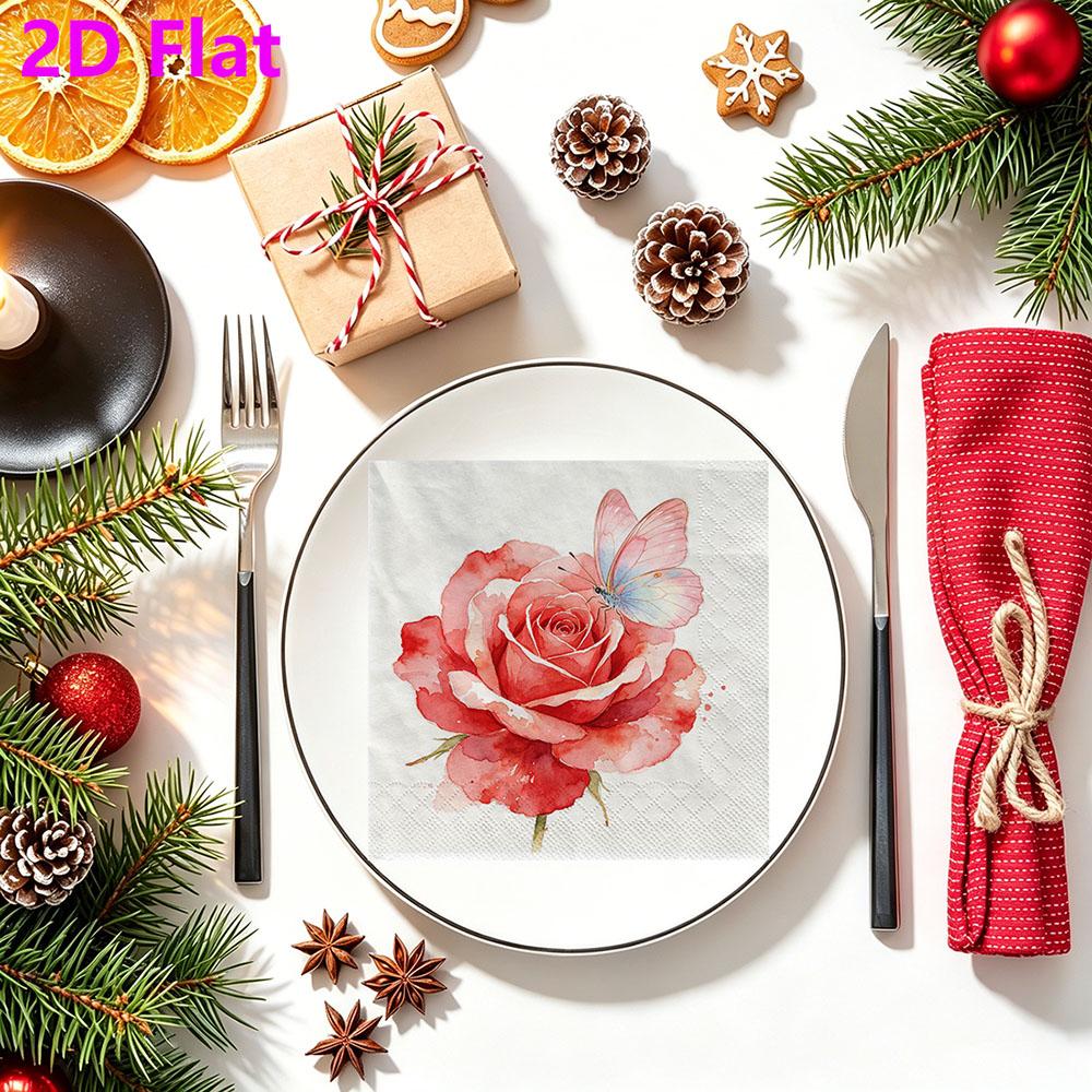20pcs Disposable Napkins with Little Flower Pattern Print for Wedding,Parties,and Daily Use for Thanksgiving Fall Christmas Table Decoration