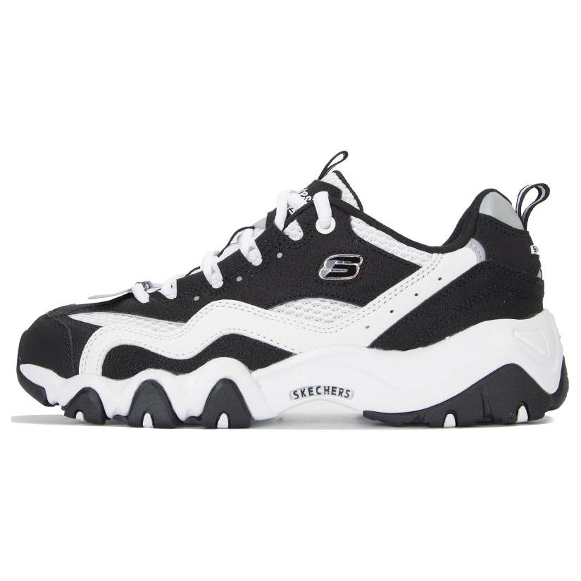 Skechers DLites 2.0 Synthetic Leather Mesh Lace-Up Low-Top Dad Sneakers Women sneakers Black White 896210-BKW 35
