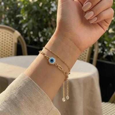 Elegant Turkish Blue Eye Bracelet Unique Adjustable Chain Bracelet Stainless Steel Bracelet  Gift