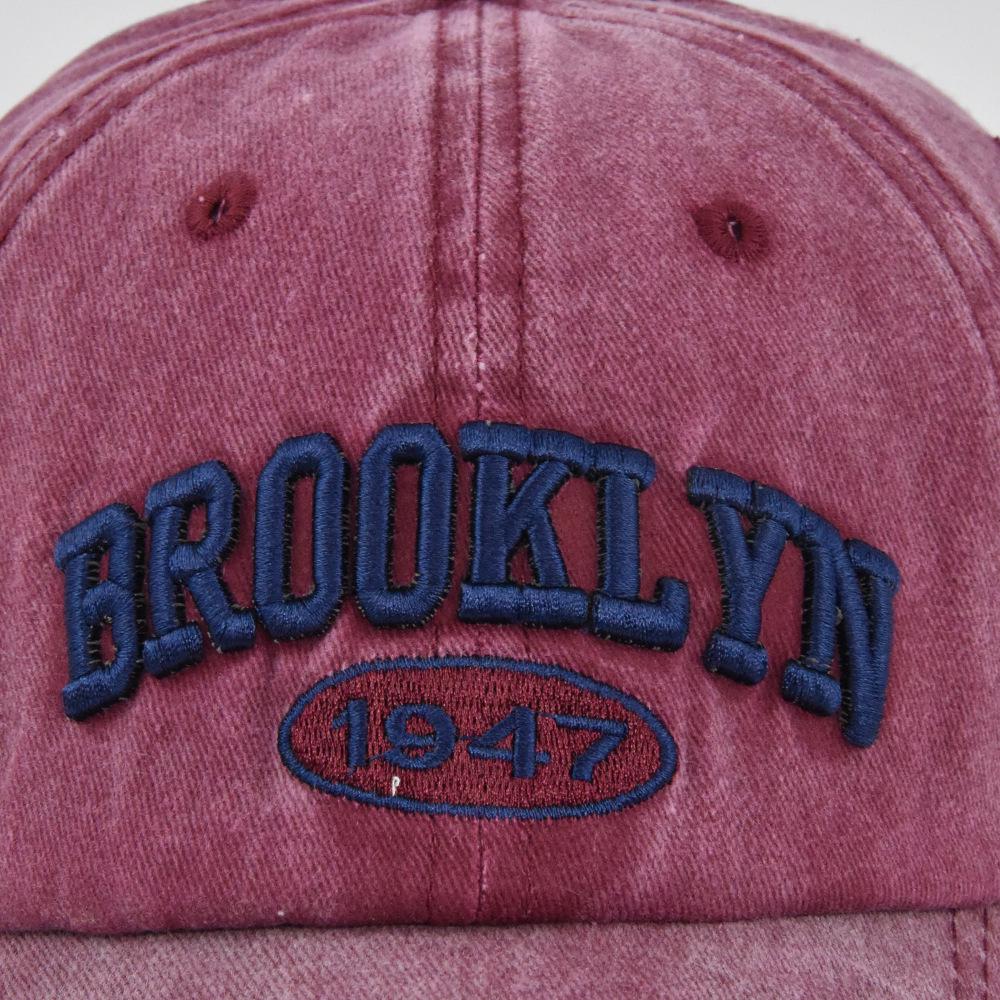Brooklyn Embroidery Cross-Border Baseball Cap - Washed Sun Hat with Curved Brim