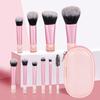 10 Piece Mini Portable Makeup Brush Set a Travel Essential Multi Functional Soft Bristle Brushes with Included Storage Pouch
