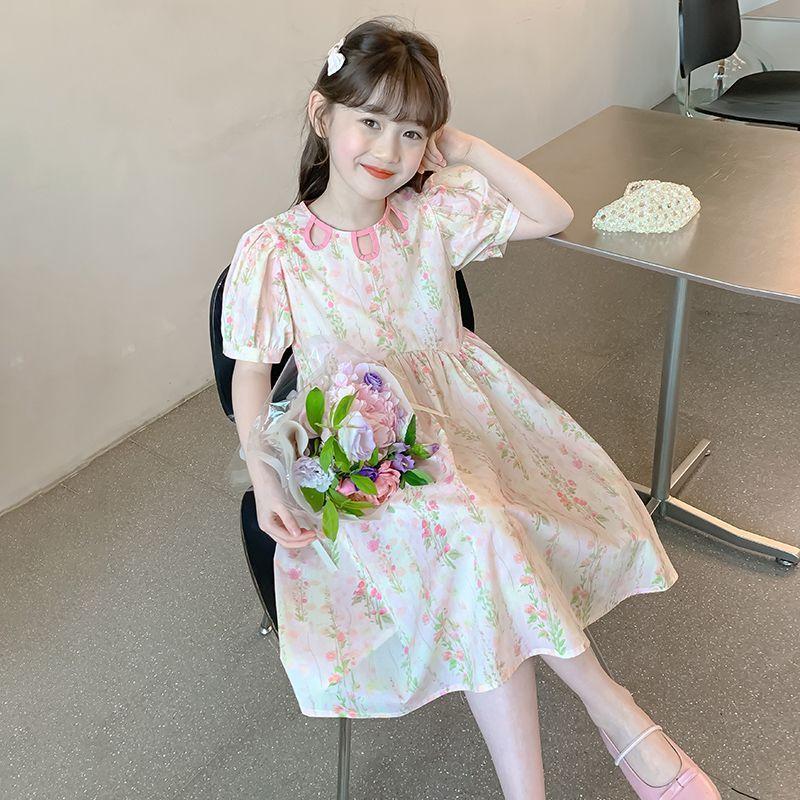 Girls Summer Floral French Full Swing Dress for Big Kids 120
