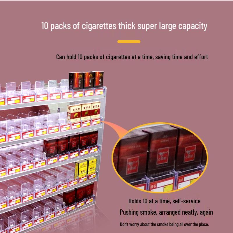 Wall-Mounted Cigarette Display Rack with Pushers