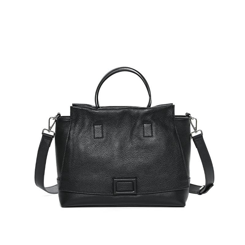 

Премиальный сенс большая вместимость стиль комьютер кожаная сумка-тоут, первый слой коровья кожа контрастный цвет женская нишевая официальная сумка