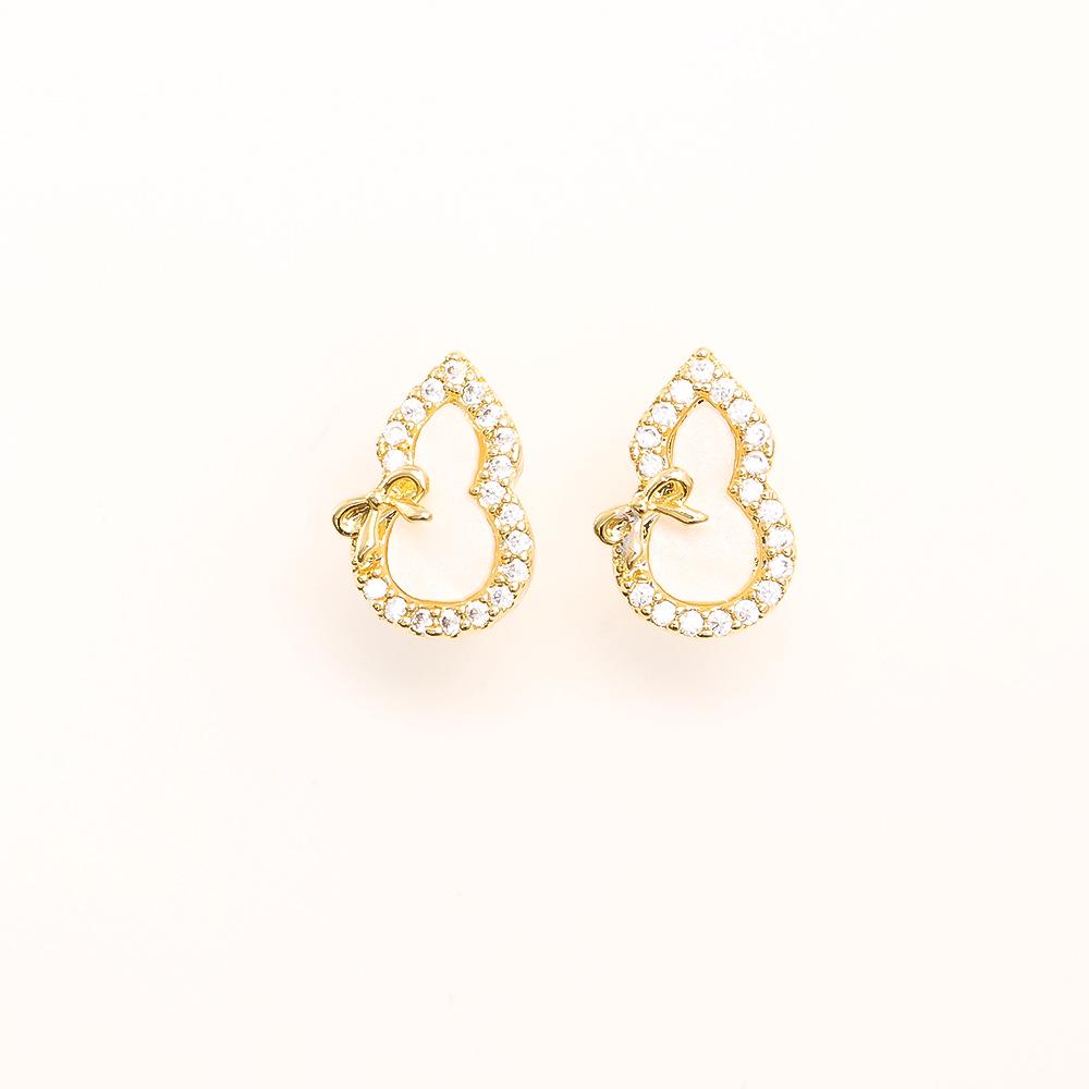 Elegant Chinese Gourd Zircon Earrings: Festive, Fashionable, and Versatile