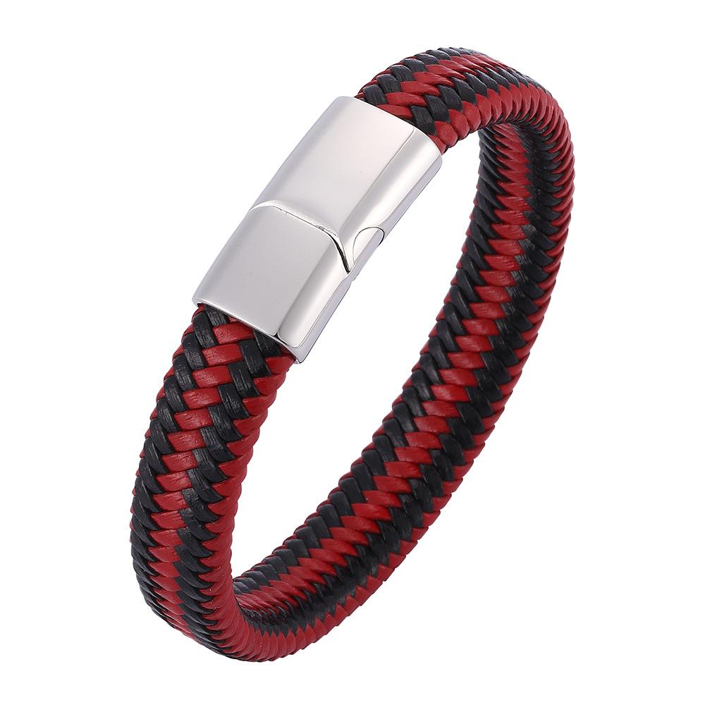 WISH Popular Men's Titanium Steel Leather Fashion Bracelet Accessories