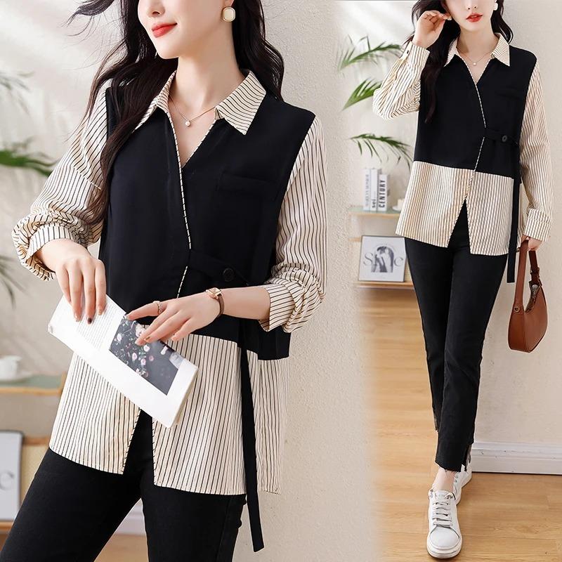 Übergröße Shirt Damen Langarm Frühling und Herbst Neues Nischen Design Top