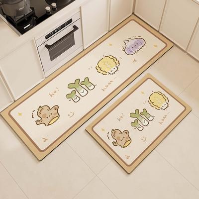 2pc Kitchen Floor MATS Are Anti-slip, Oil-resistant and Do Not Require Cleaning for Interior Decoration
