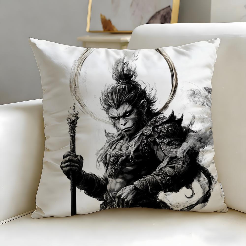 popular game Black Myth Wukong Cushion Cover Soft  EasyWash Pillow Case  Versatile for Couch Bed Travel and Office
