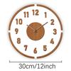 Minimalist Transparent Wood Grain Silent Wall Clock for Living Room Bedroom Kitchen Decorative Hanging Clock