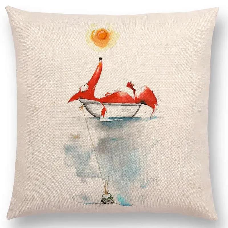 Lustige Cartoon Schurken Tiere Sofa Kissenbezug Eichhörnchen Hase Maus Flamingo Fuchs Hund Eule Vogel Tom und Jerry Kissenbezug