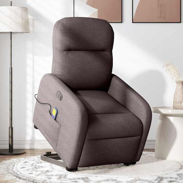 VidaXL Fauteuil inclinable de massage électrique Marron foncé Tissu 3303007