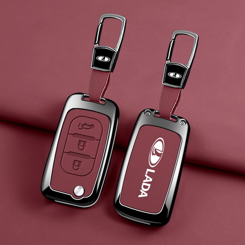 Zinc Alloy Leather Car Key Case Key Case LADA Vesta Granta XRay Kalina Priora Sedan Sport Key Case Folding Key Car Key Case