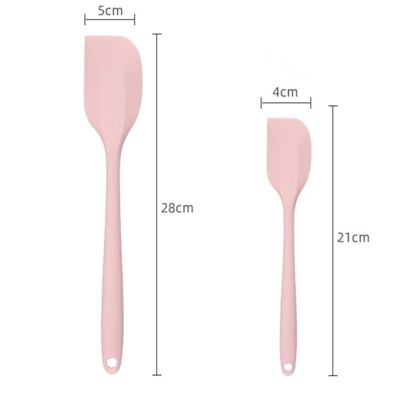 Spatule antiadhésive en silicone rose, manche rond, grattoir à gâteau, crème, beurre, pâtisserie, outils haute température pour cuisines