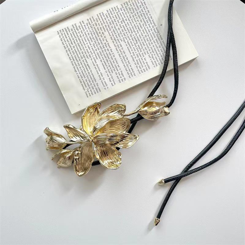 Golden Tulip Vintage Black Leather Waist Chain with Skirt Jeans Decoration