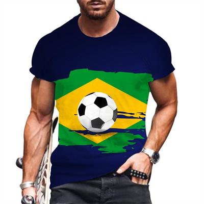 Summer Football 3D Printed T-shirt for Men Trendy World Cup Club Round Neck Short Sleeve T Shirts