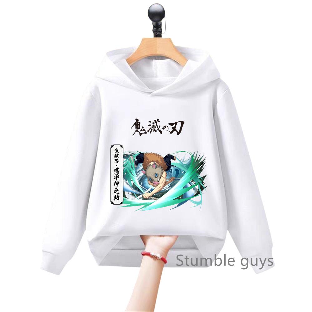 Cute Anime Demon Slayer Kids Hoodie Sweatshirt for Boys Girls Cartoon Long Sleeve Casual Daily Wear
