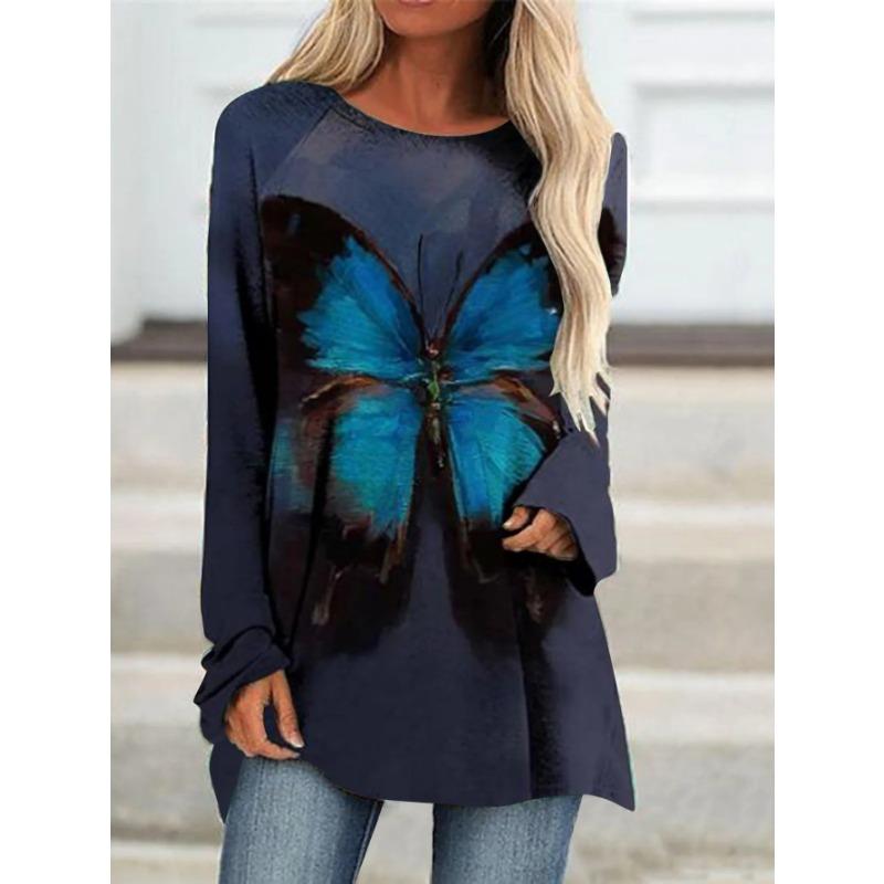Women's Printed Long-sleeved T-shirt, Suitable for Spring, Autumn and Winter Seasons. Fashionable and Versatile, Machine Washable.